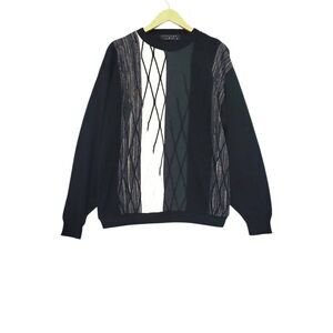 Vintage Protege Sweater XL Cosby 3D Knit Kaleidoscope 90s‎ Textured Colorblock